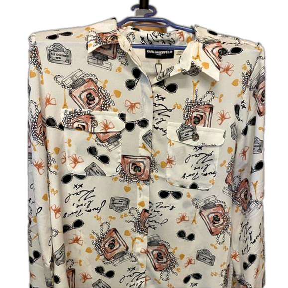 Karl Lagerfeld Tops - Karl lagerfeld, bottle print shirt, BNWT, size M